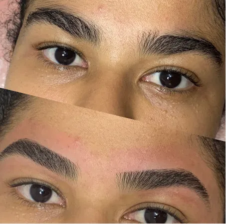 Sobrancelha antes e depois do design, resultado 1