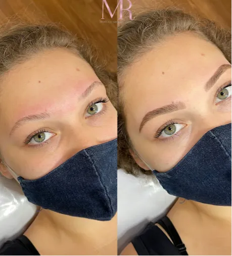 Sobrancelha antes e depois do design, resultado 4